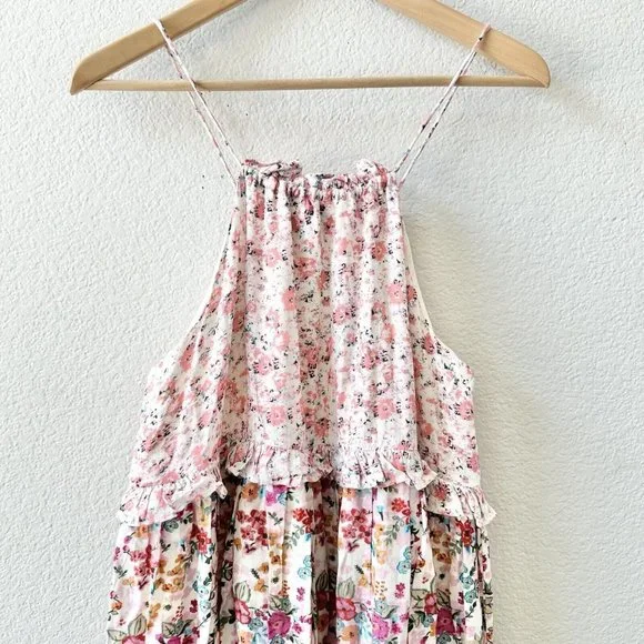 $177 Kos Resort Multi Floral Tiered Halter dress Size Small - Picture 8 of 12